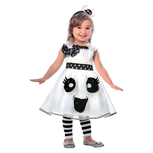 Infant Ghost White/Black Dress with Headband Halloween Costume, Assorted Sizes Front_Flat
