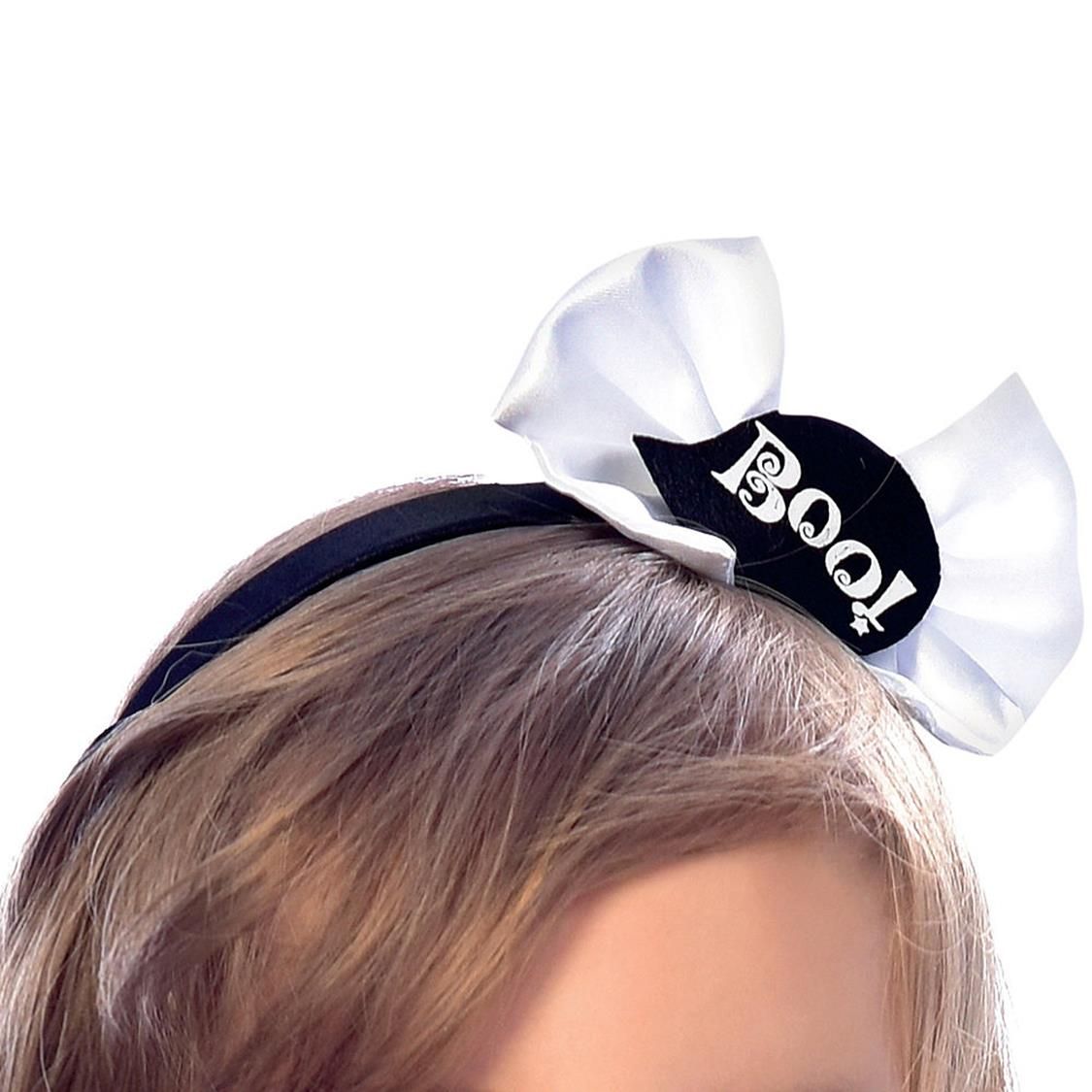 Infant Ghost White/Black Dress with Headband Halloween Costume, Assorted Sizes CloseUp