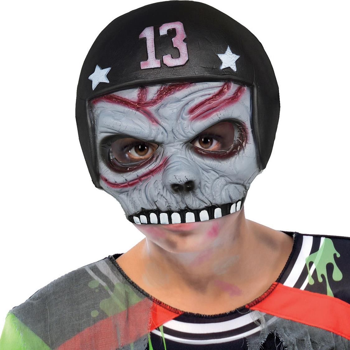 Kids' Zombie Football Player Green Outfit with Jersey/Pants/Mask Halloween Costume, Assorted Sizes CloseUp