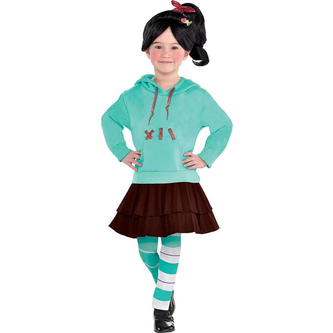 Kids' Disney Wreck-It Ralph Vanellope Blue Dress with Wig & Wig Halloween Costume, Assorted Sizes Front_Flat