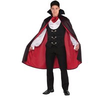 Costume de Dracula, hommes, tenue noir/rouge avec chemise et cape, tailles variées Front_Angled_Left