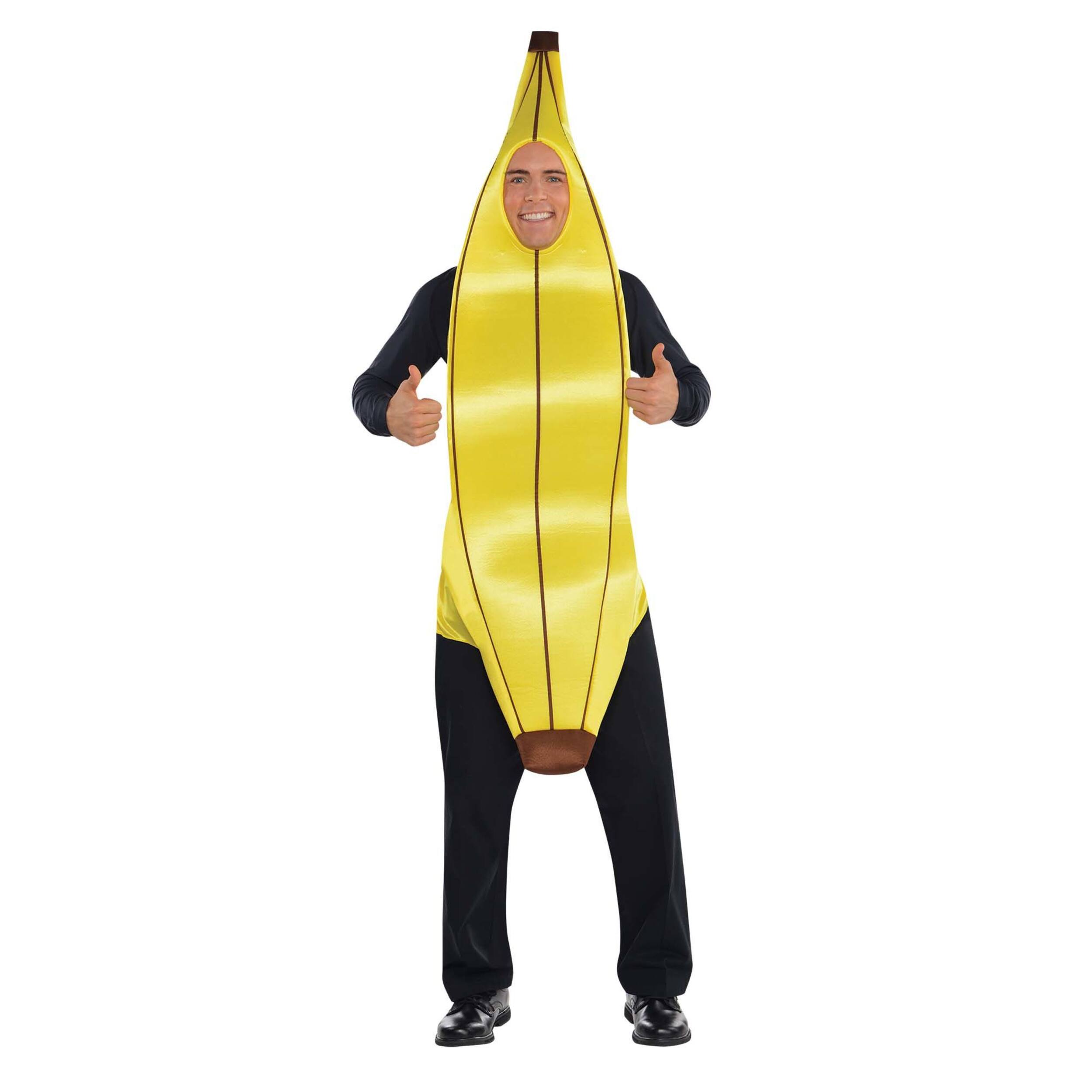 Costume de banane, adultes, tunique jaune avec capuchon, taille universelle Front_Flat