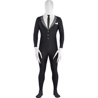 Adult Slender-Man Slender Man Black/White Partysuit Halloween Costume Front_Flat