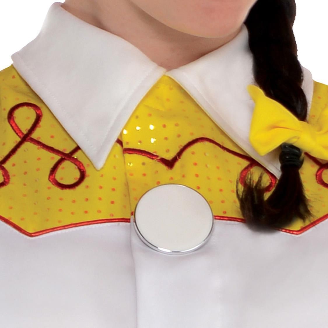 Women's Disney Pixar Toy Story Jessie Cow Print Jumpsuit with Dress/Hat/Wrist Cuffs/Hair Bow/Belt/Pull Ring Halloween Costume, Assorted Sizes CloseUp