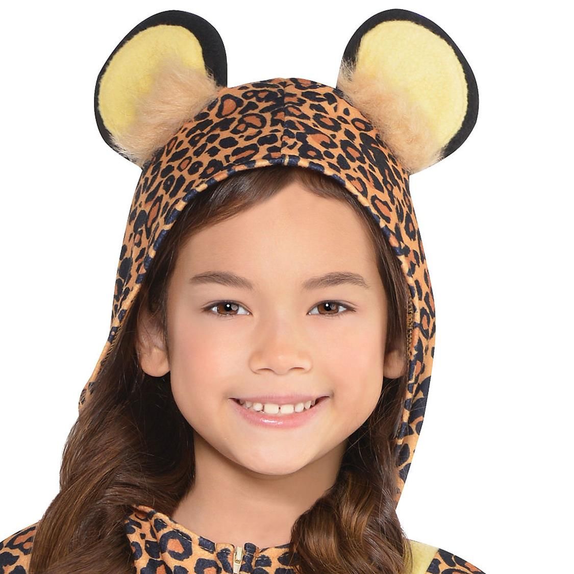 Toddler Leopard Black/Yellow Jumpsuit with Hood Halloween Costume, 3-4T CloseUp