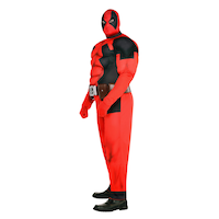 Men's Disney Marvel Deadpool Red/Black Padded Jumpsuit with Mask Halloween Costume, Assorted Sizes