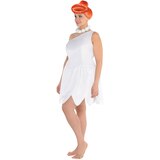 Costume de Délima Les Pierrafeu pour femme, robe blanche avec collier et perruque, choix de tailles Front_Angled_Left