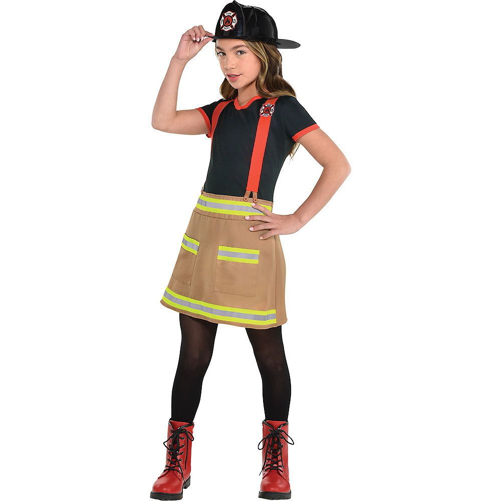 Costume de pompier, enfants, robe noir/brun avec chapeau, tailles ...