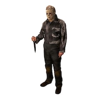 Men's Halloween Michael Myers Grey Jumpsuit Halloween Costume, One Size Front_Three_Fourths_Angled_Left