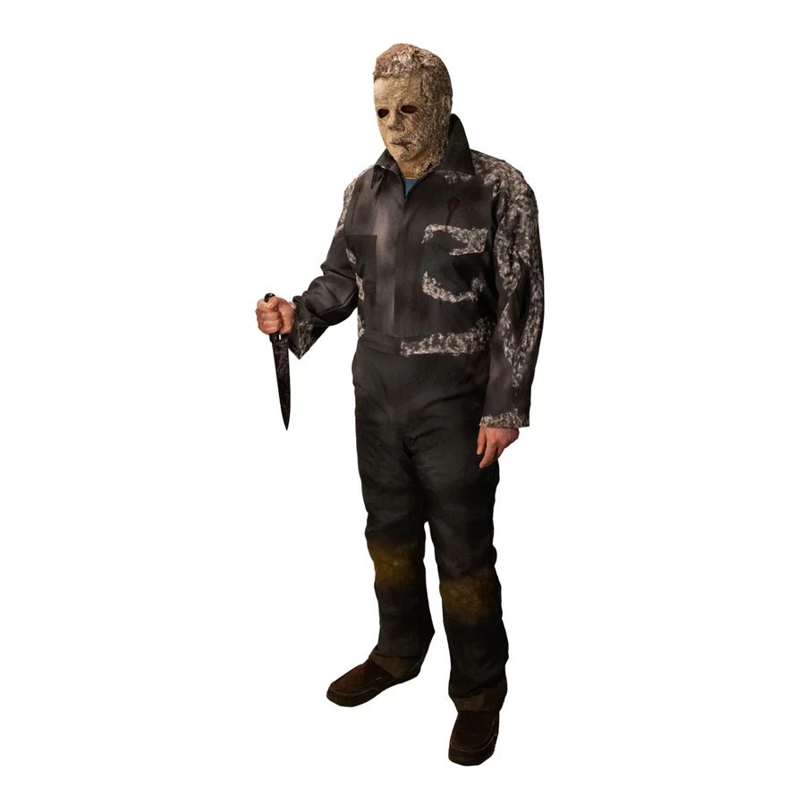 Men's Halloween Michael Myers Grey Jumpsuit Halloween Costume, One Size Front_Three_Fourths_Angled_Left