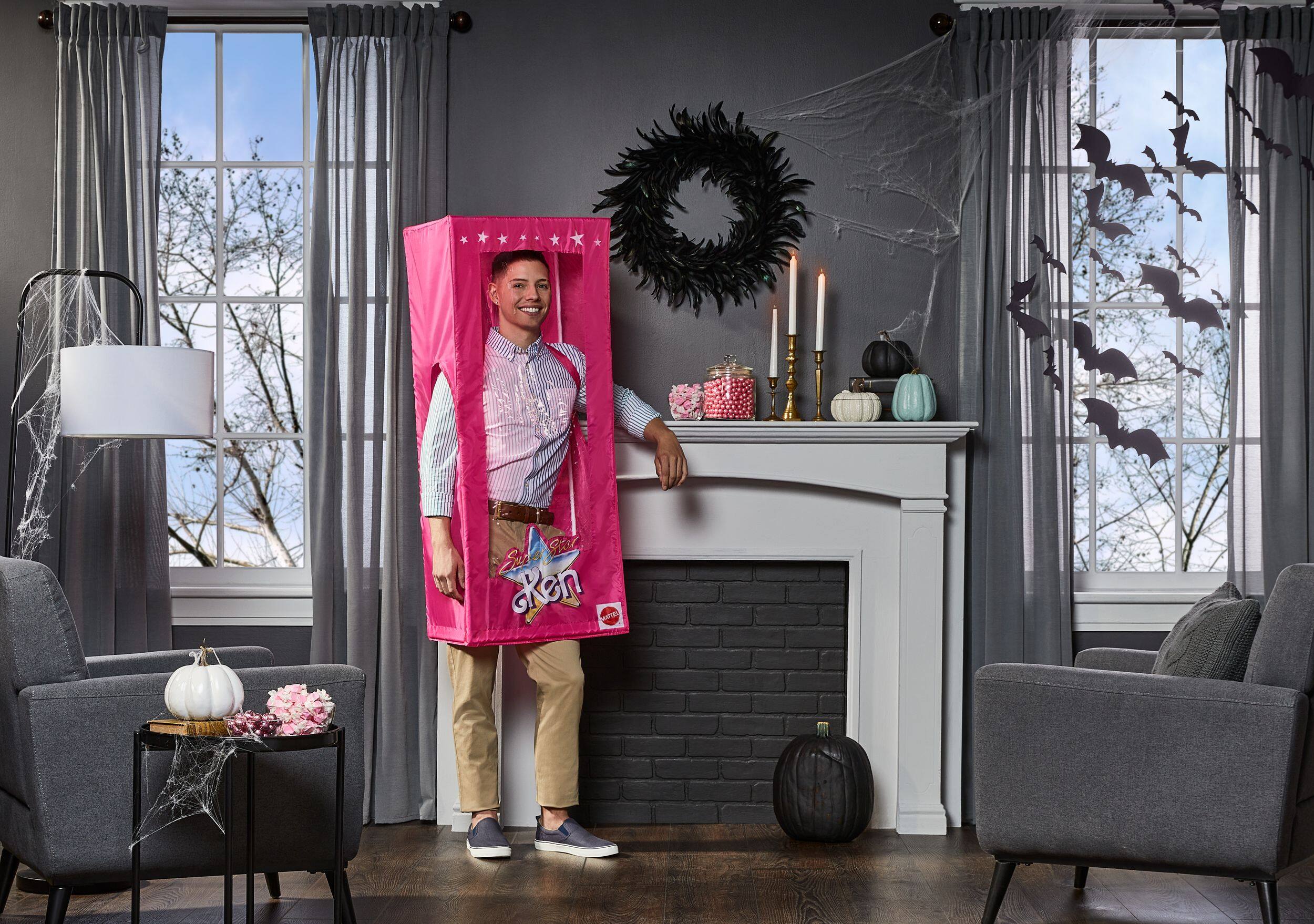 Adult Mattel Barbie Ken Pink Box Halloween Costume, One Size Front_Three_Fourths_Angled_Right