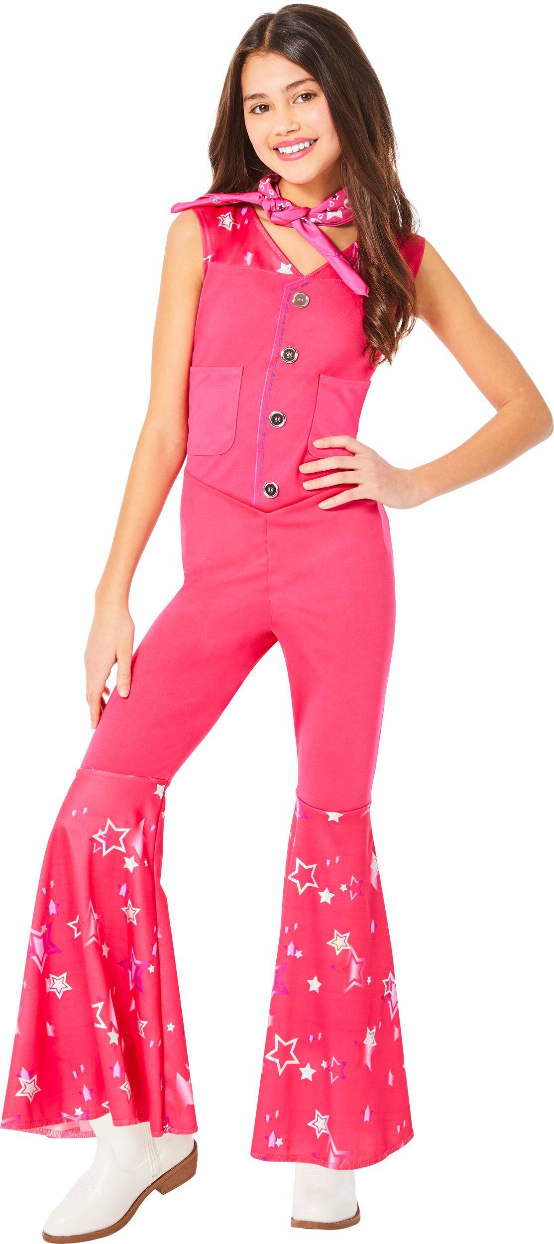 Kids' Mattel Barbie Movie Pink & Star Cowgirl Jumpsuit & Bandana