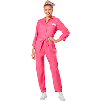 Adult Mattel Barbie Movie Pink Coveralls Jumpsuit & Headband Halloween Costume, Assorted Sizes