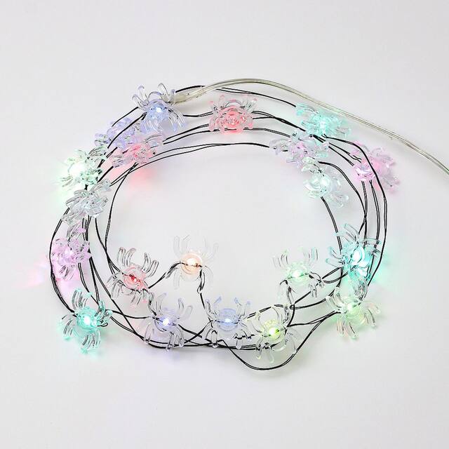 Jeu de lumières à DEL, araignée, multicolore, 19 pi, paq. 20, décorations d'intérieur/d'extérieur pour l'Halloween Overhead_Plunge