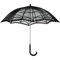 Sheer Mesh Victorian Parasol Umbrella, Black, One Size, Wearable Costume Accessory for Halloween Front_Flat