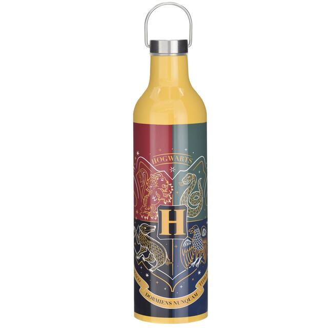 Harry Potter Stainless Streel Water Bottle, Yellow, One Size, Favour Accessory for Halloween Front_Flat