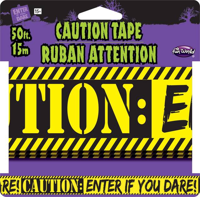 Décoration d'Halloween Ruban jaune Enter if you dare! Caution, 50 pi Front_Flat