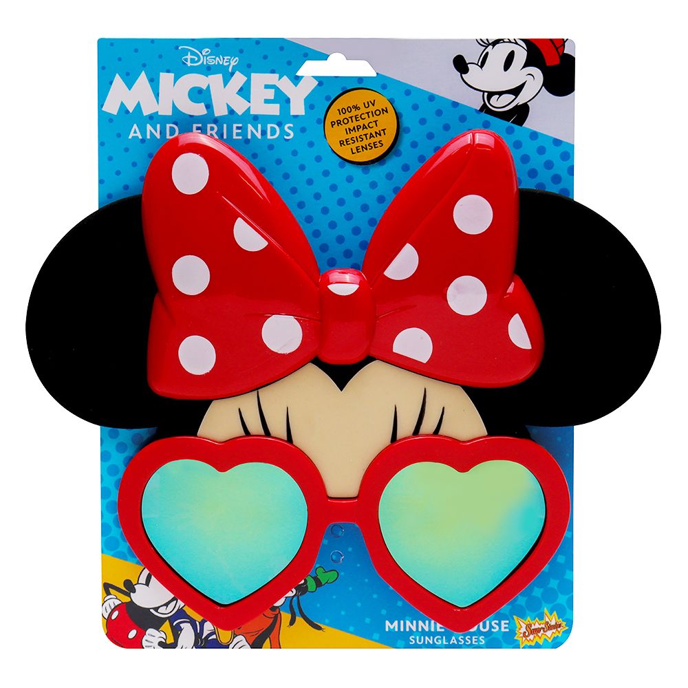 Kids Disney Minnie Mouse Wearable Sunglasses, Black/Red, One Size, for Birthday Party/Halloween, Minnie Mouse Costume Accessories Front_Flat