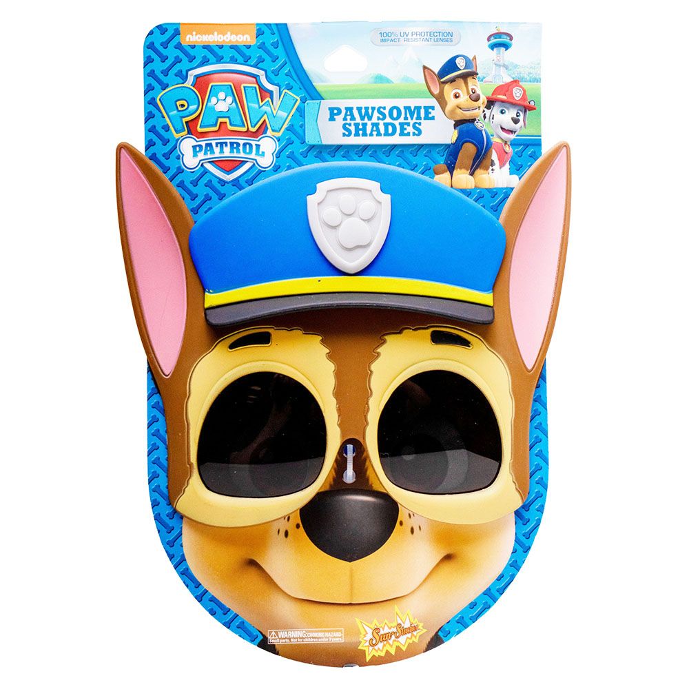 Kids Nickelodeon PAW Patrol Chase Wearable Sunglasses, Blue/Brown, One Size, for Birthday Party/Halloween, PAW Patrol Chase Sunglasses Front_Flat
