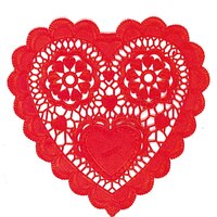 Napperons en forme de coeur pour Saint-Valentin, rouge, paq. 12 Front_Flat