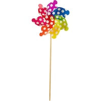 Giant Polka Dot Rainbow Pinwheel Yard Stake Front_Flat