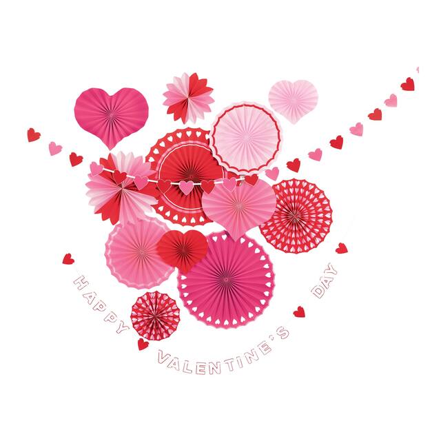 Valentines Paper Fan Décor Kit Front_Flat