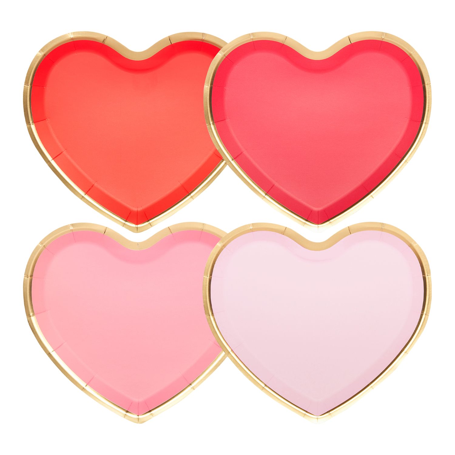 Assiettes à salade en forme de coeur avec des messages d'amour de la Saint-Valentin, 8 po, paq. 4 Overhead_Flat