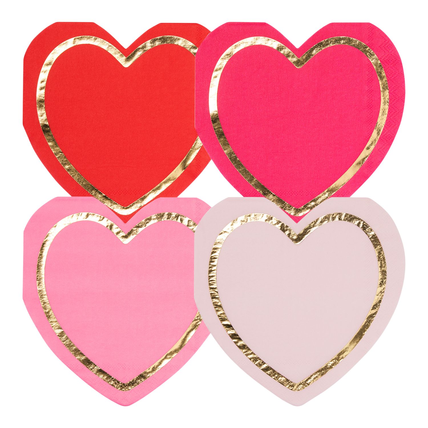 Serviettes de table en forme de coeur avec des messages d'amour de la Saint-Valentin, 6-1/2 po, paq. 16 Overhead_Flat
