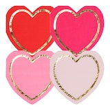 Serviettes de table en forme de coeur avec des messages d'amour de la Saint-Valentin, 6-1/2 po, paq. 16 Overhead_Flat