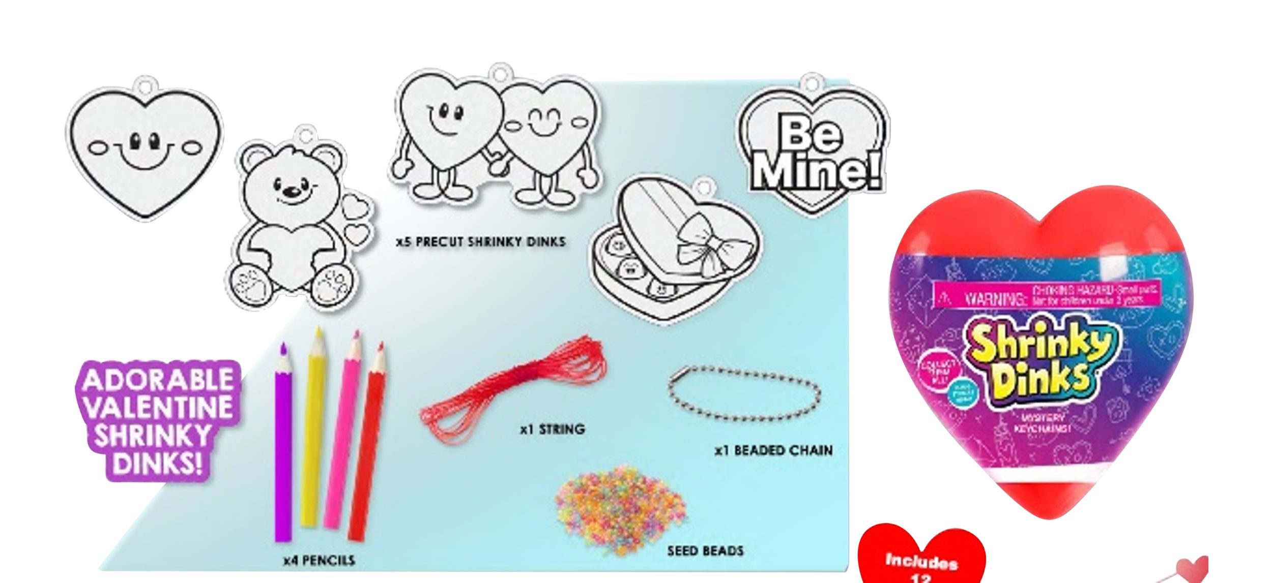 Shrinky Dinks Kit in Heart Capsule, Multi-Coloured, 7-pk, for Valentine's Day Composite_or_Mixed