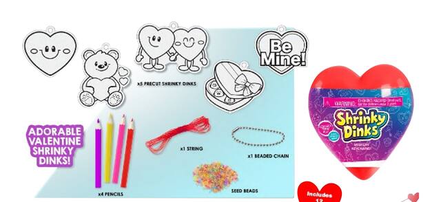 Shrinky Dinks Kit in Heart Capsule, Multi-Coloured, 7-pk, for Valentine's Day Composite_or_Mixed