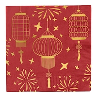 Serviettes de table du Nouvel An lunaire, 6-1/2 po, paq. 20 Overhead_Flat