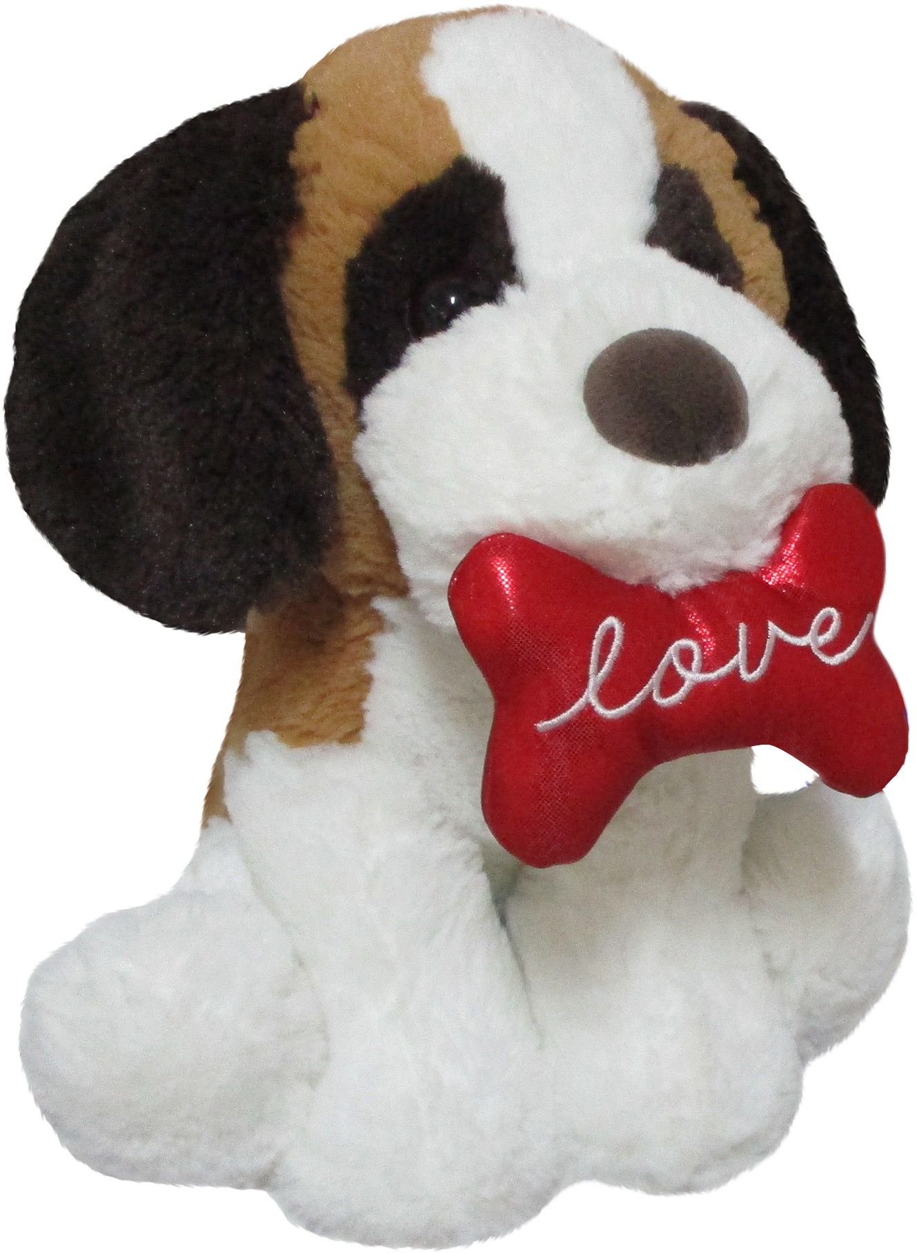 Plush Puppy with Bone, 11-in Front_Three_Fourths_Angled_Right
