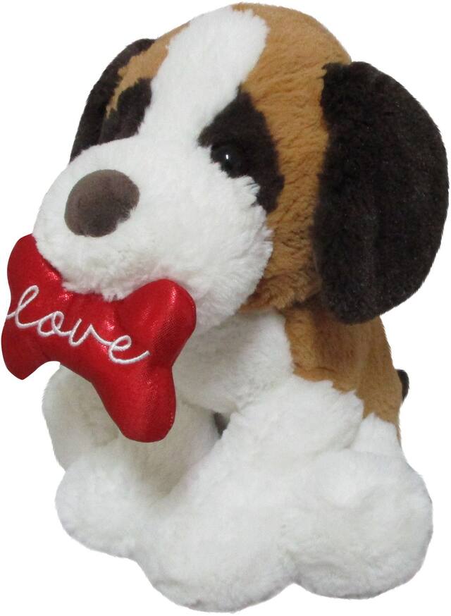 Plush Puppy with Bone, 11-in Front_Three_Fourths_Angled_Left