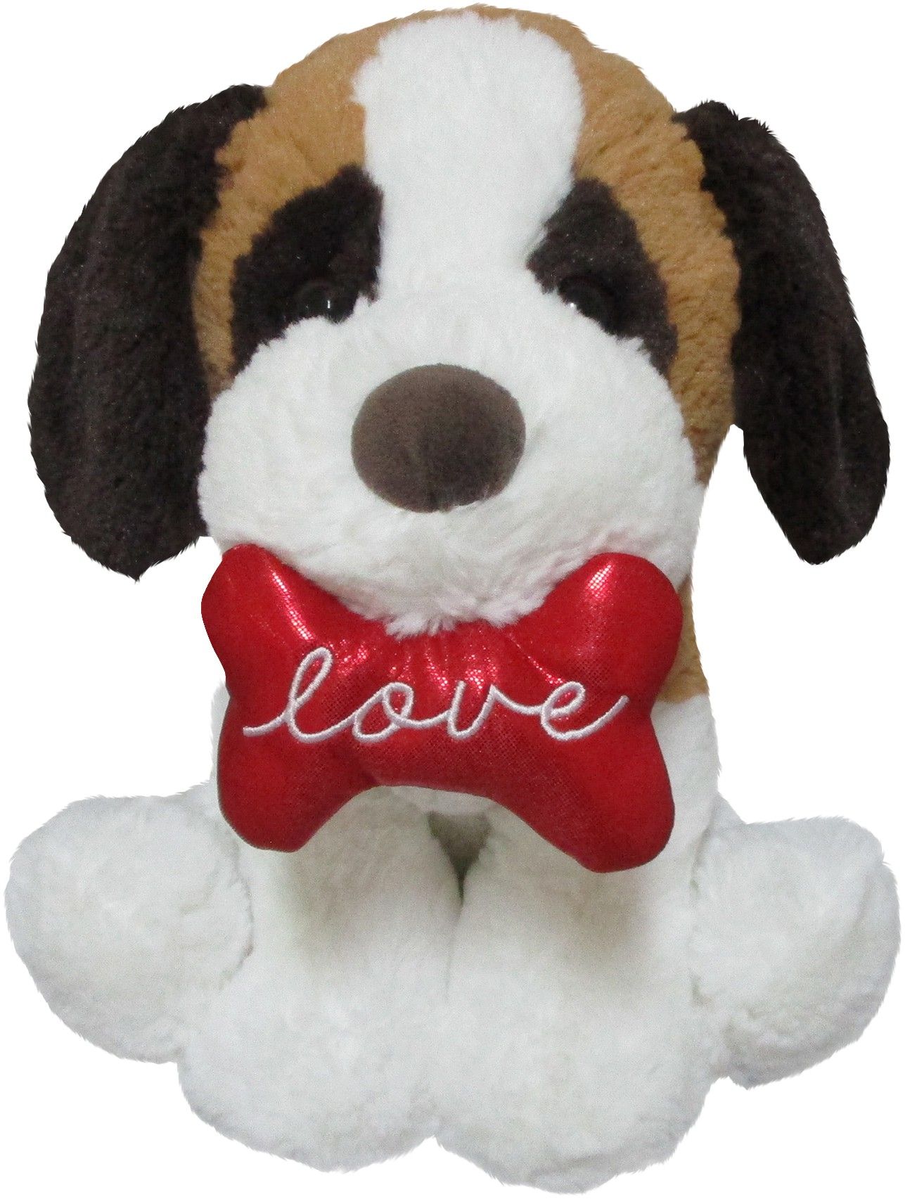 Plush Puppy with Bone, 11-in Front_Flat
