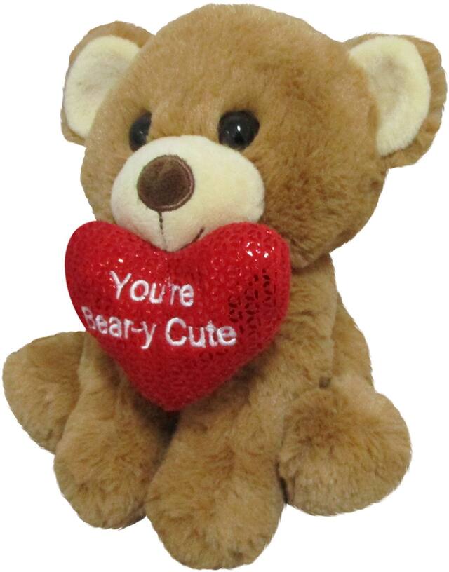 Plush Bear with Heart, 7.5-in Front_Three_Fourths_Angled_Left