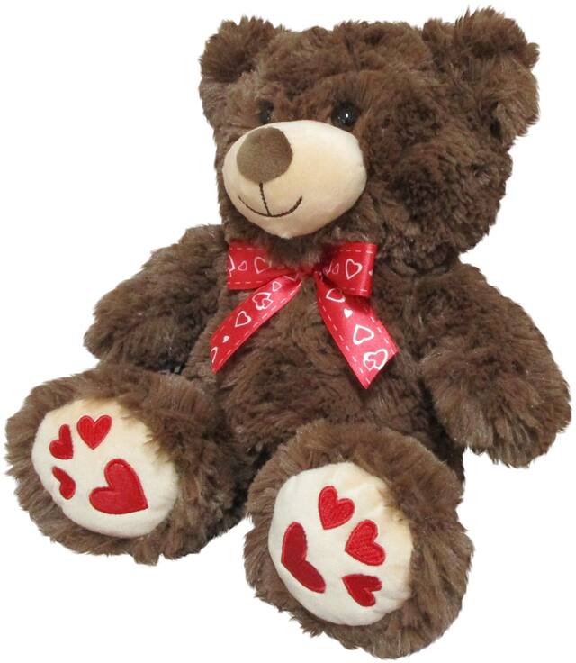 Plush Brown Bear with Bow, 13-in Front_Three_Fourths_Angled_Left