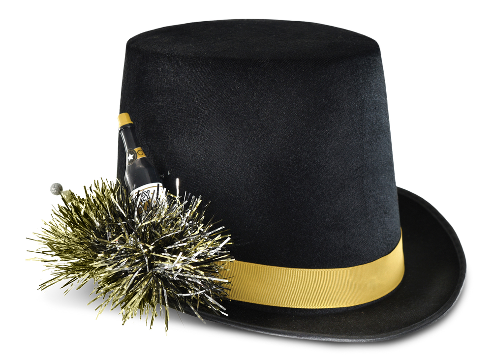 Amscan Champagne Bottle Top Hat, Black, Silver & Gold | Party City