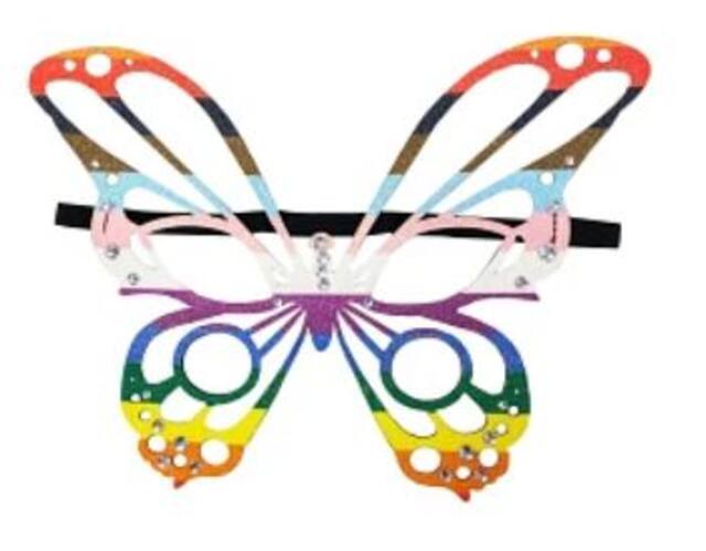 Butterfly Face Mask Wearable, Multi-Coloured, One Size, for Pride Front_Flat