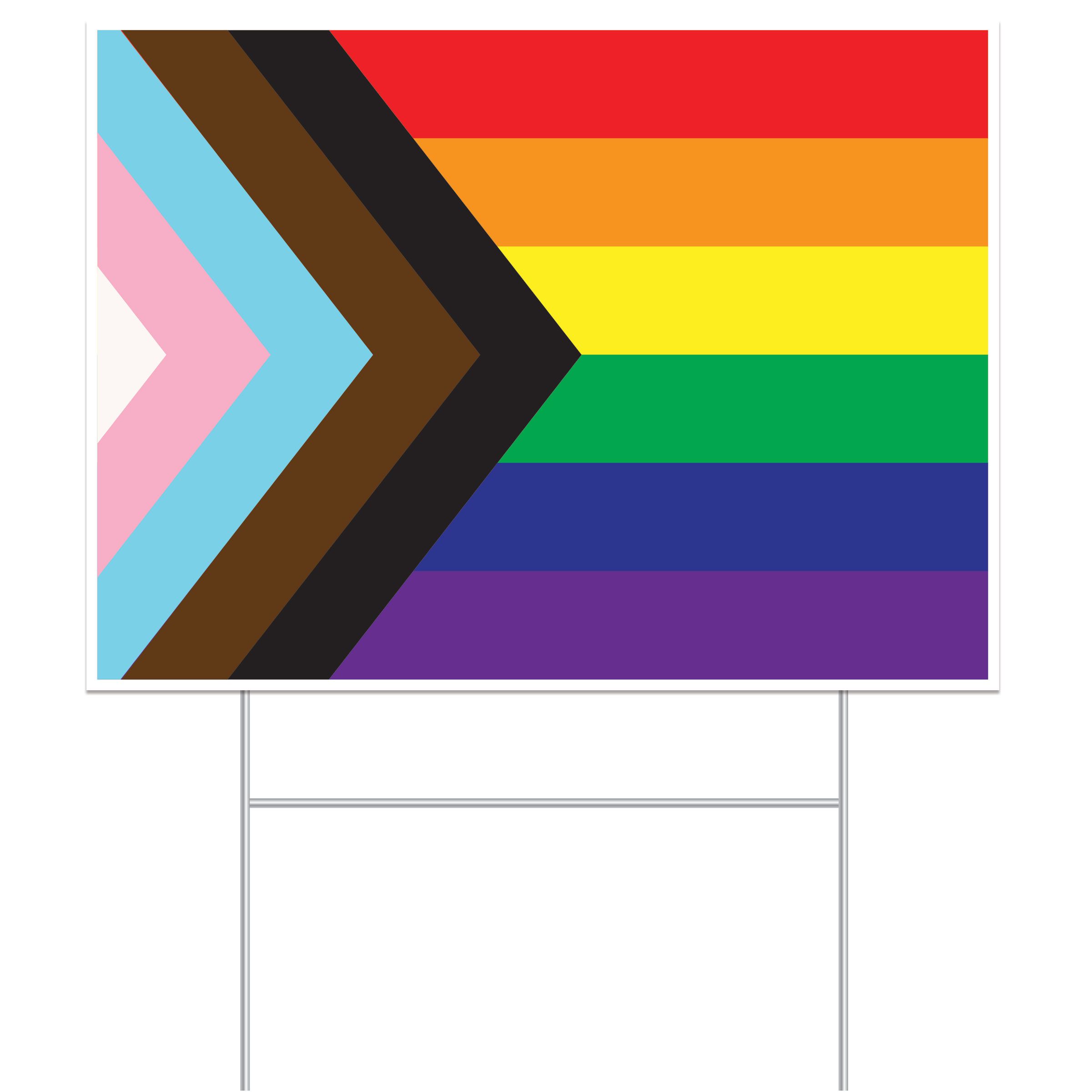 Pride Flag Outdoor Yard Stake Sign Decoration, Multi-Coloured, 15.5-in, for Pride Front_Flat