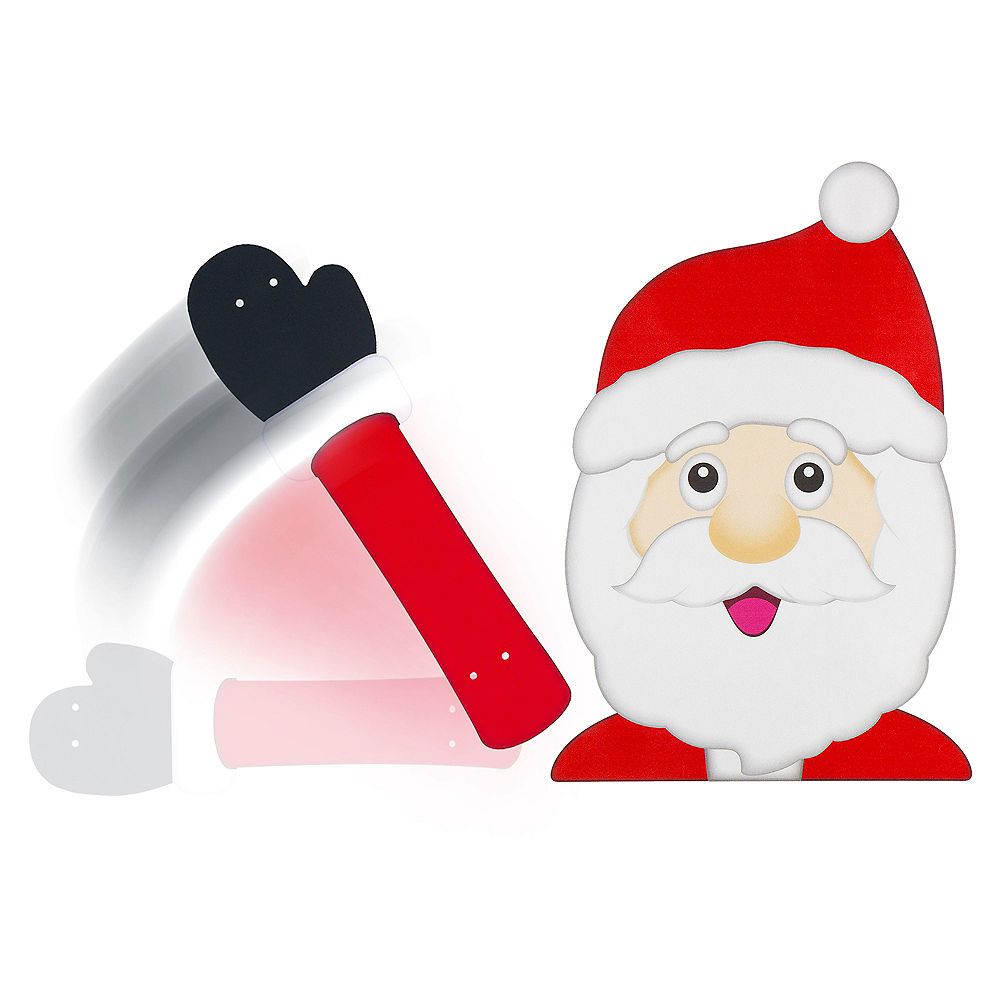 Waving Wiper Santa Decoration, Red, 15-in, for Christmas Front_Flat