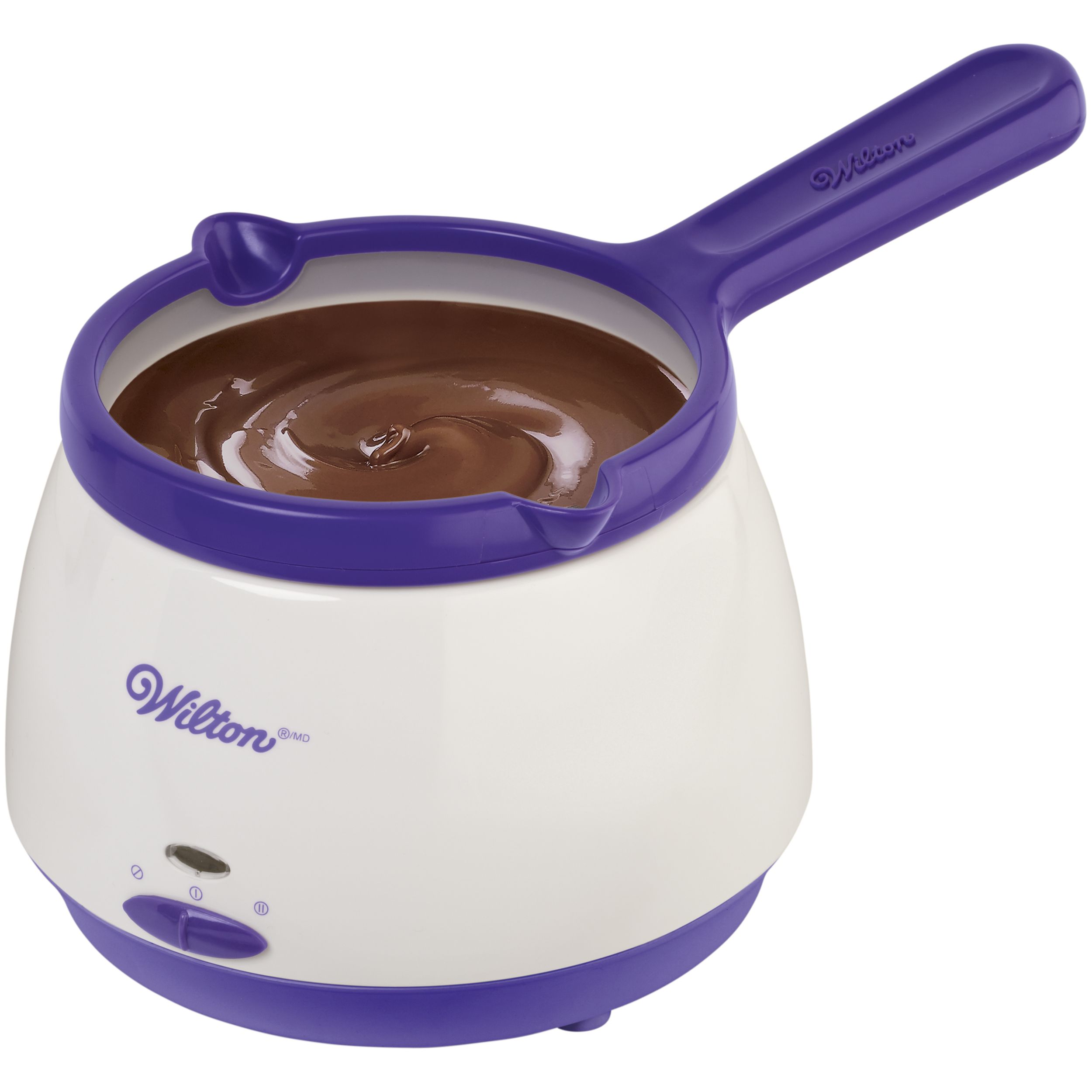 Wilton Candy Melts Melting Pot, Purple/White, 6-in, for Fruit Dipping/Decorating Front_Angled_Right