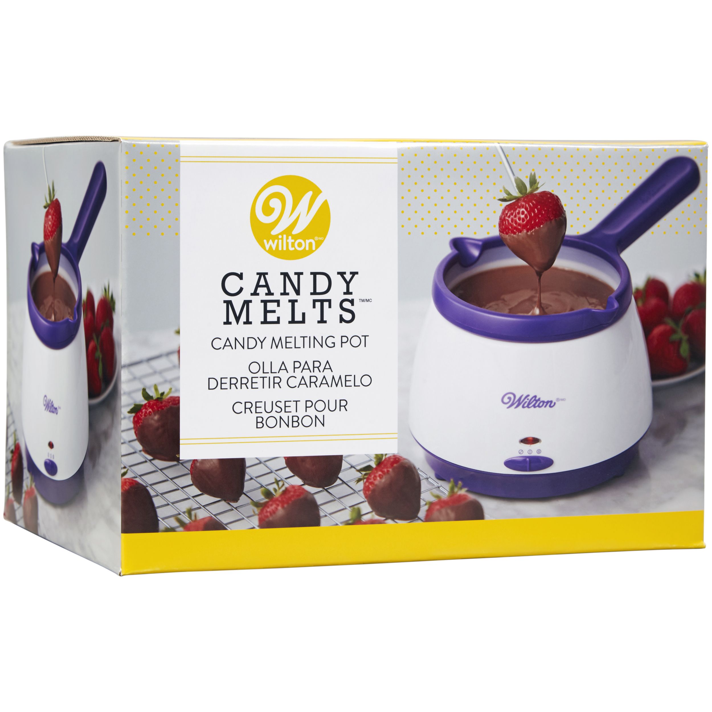 Wilton Candy Melts Melting Pot, Purple/White, 6-in, for Fruit Dipping/Decorating Front_Angled_Right