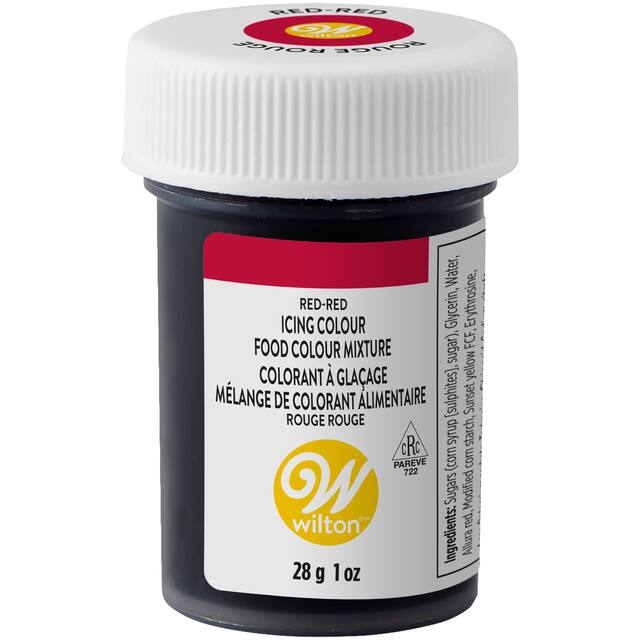 Wilton Edible Icing Food Colouring, Red-Red, 1-oz, for Baking/Customizing Colours Front_Elevated