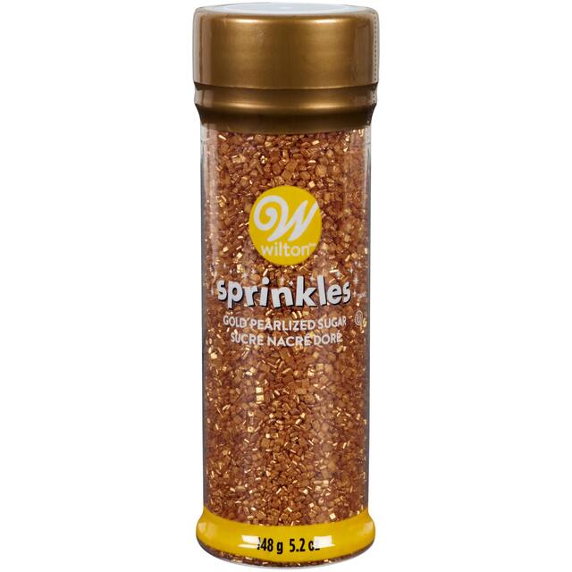 Wilton Edible Decorative Sugar Sprinkles, Gold, 5.2-oz, for Baking/Cake Decoration Front_Elevated