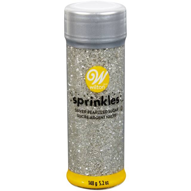 Wilton Edible Decorative Sugar Sprinkles, Silver, 5.2-oz, for Baking/Cake Decoration Front_Elevated