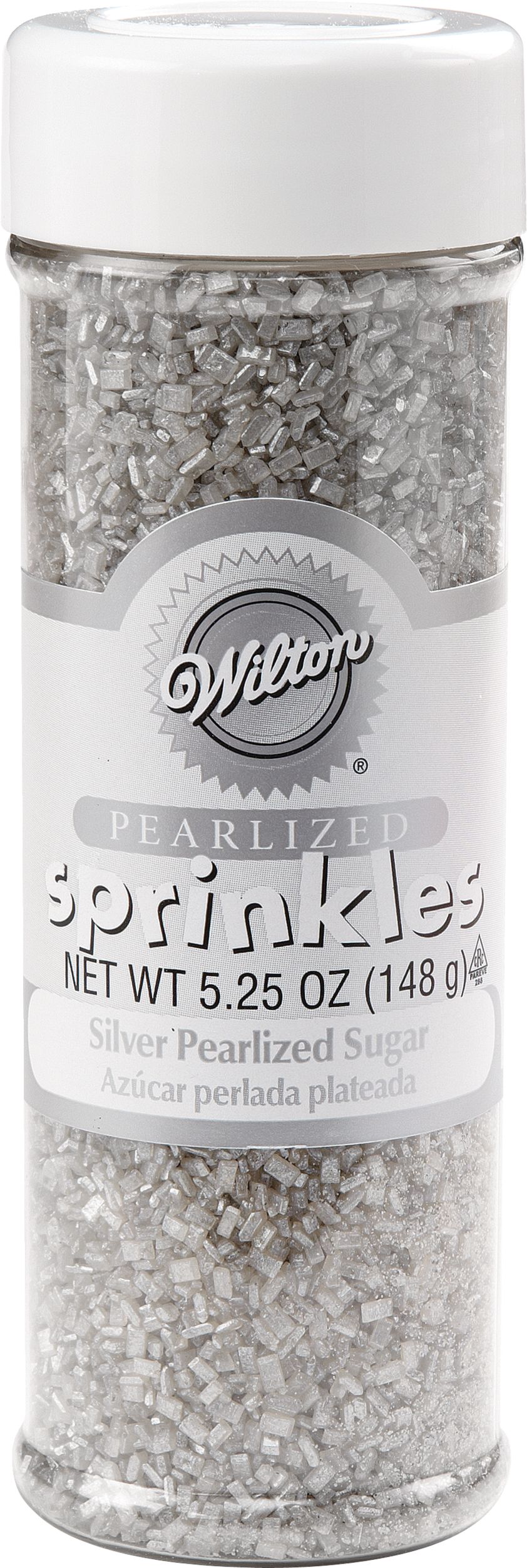 Wilton Edible Decorative Sugar Sprinkles, Silver, 5.2-oz, for Baking/Cake Decoration Front_Flat