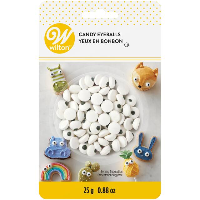 Wilton Eyeballs Royal Icing Edible Decorative Sprinkles, White/Black, 0.88-oz, for Baking/Cake Decoration Front_Flat