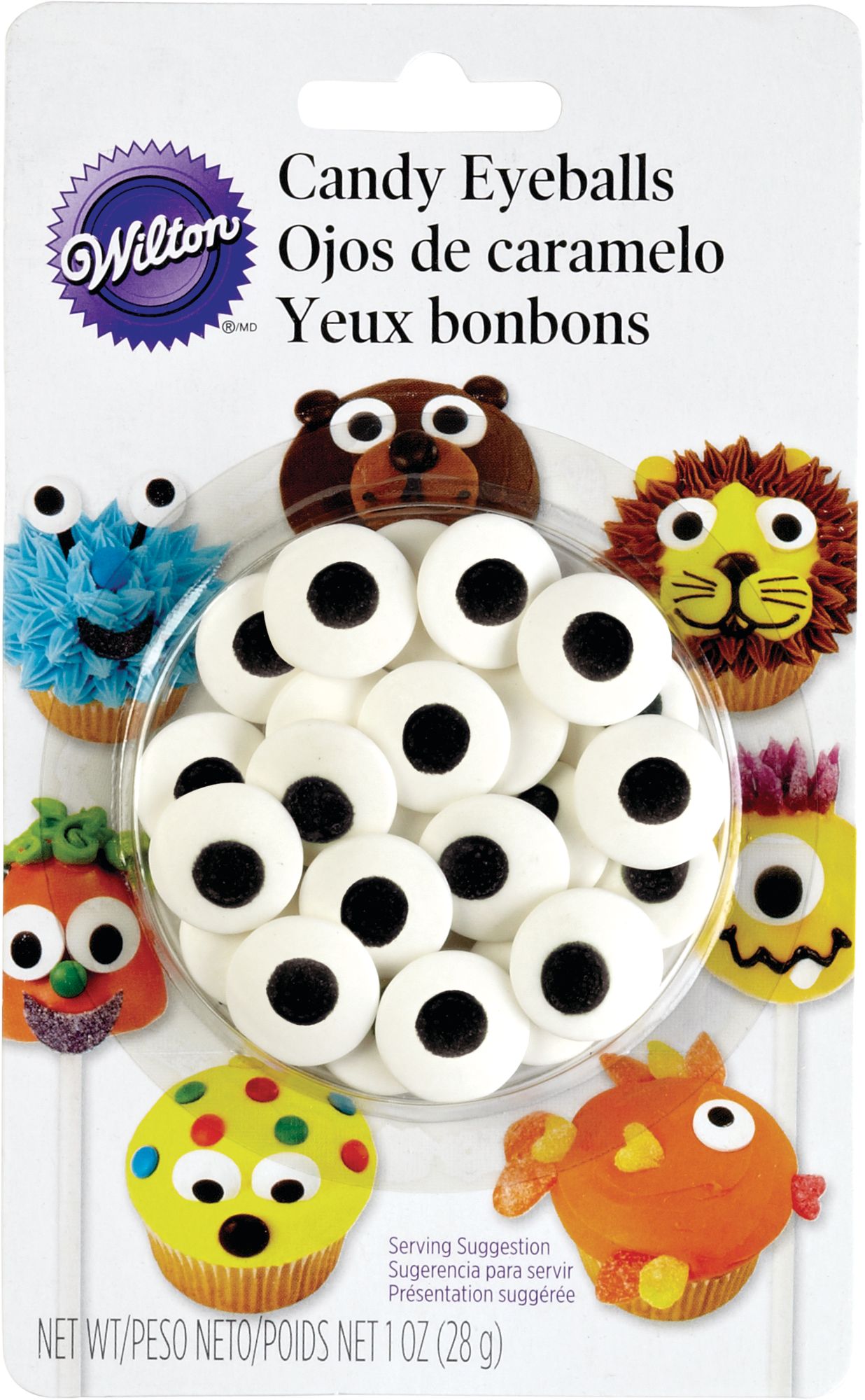 Eyeballs Royal Icing Edible Decorative Sprinkles, Black/White, 1-oz, for Halloween Baking/Cake Decoration Front_Flat