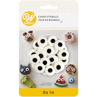 Vermicelles décoratives comestibles glaçage royal globes oculaires, noi/blanc, 1 oz, pour décoration de gâteaux/pâtisseries d'Halloween Front_Flat